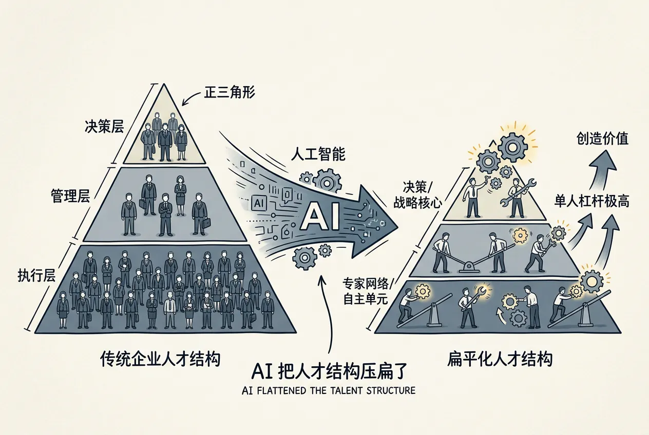 企业人才结构从正三角形到扁平化
